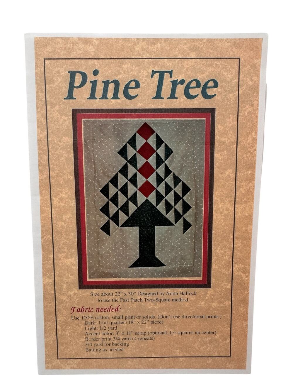 Vintage Pine Tree Quilt Pattern Anita Hallock 1997 Holiday Outdoor 22x30”